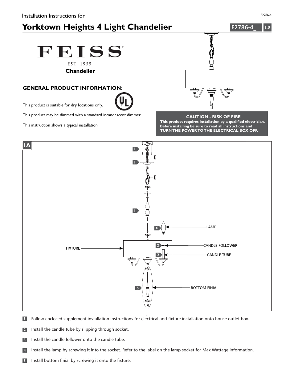 Feiss F2786-4 User Manual | 4 pages