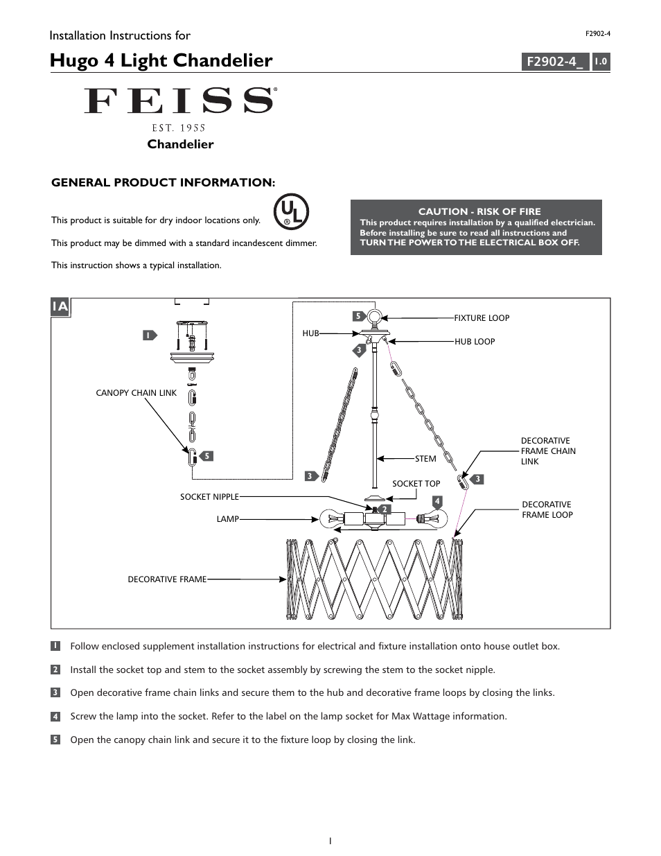 Feiss F2902-4 User Manual | 4 pages