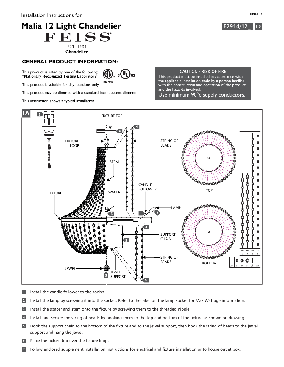 Feiss F2914-12 User Manual | 4 pages