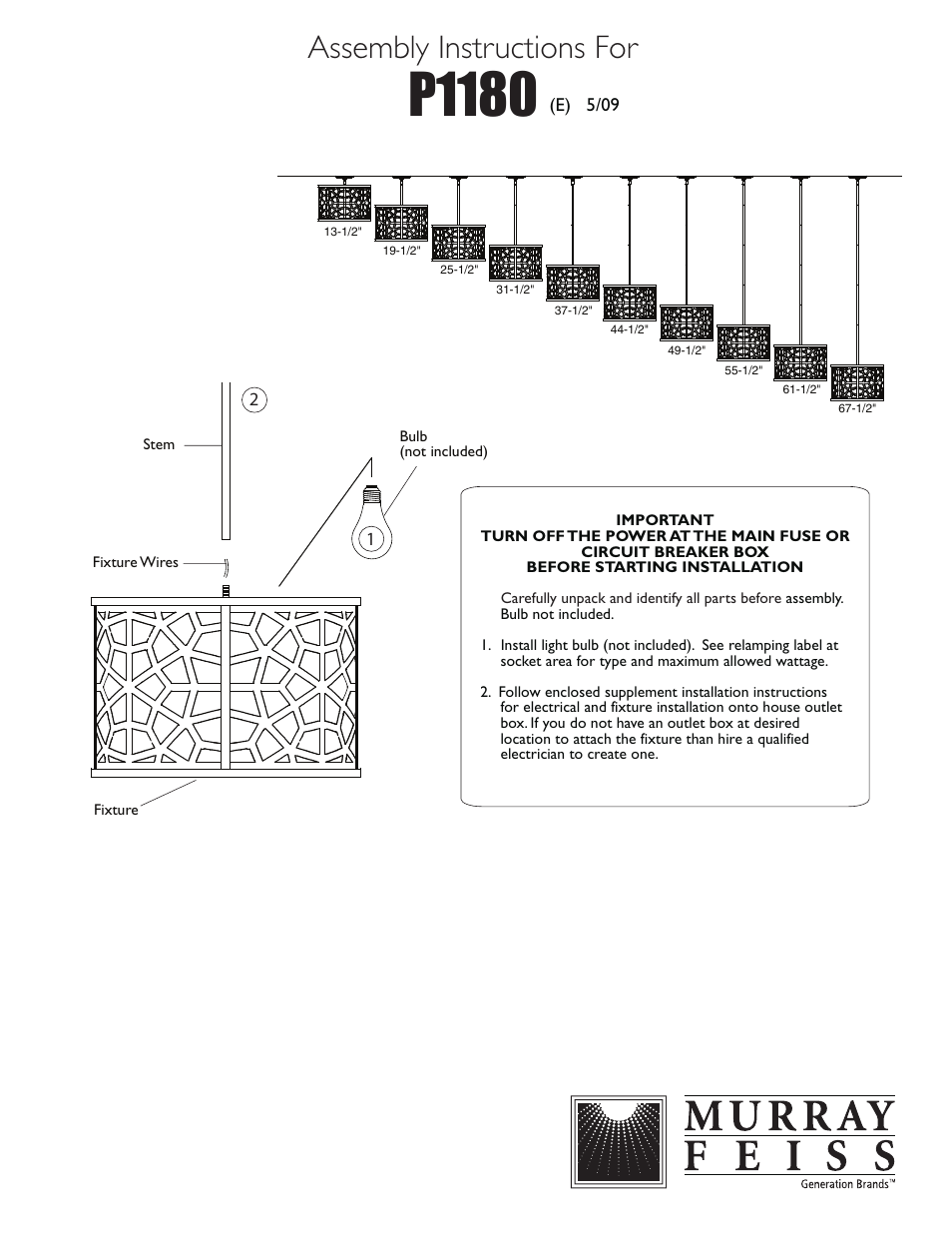 Feiss P1180 User Manual | 1 page