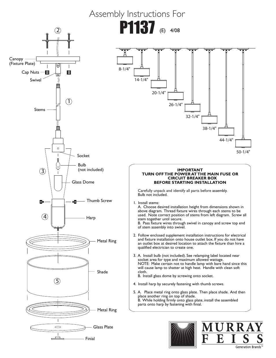 Feiss P1137 User Manual | 1 page