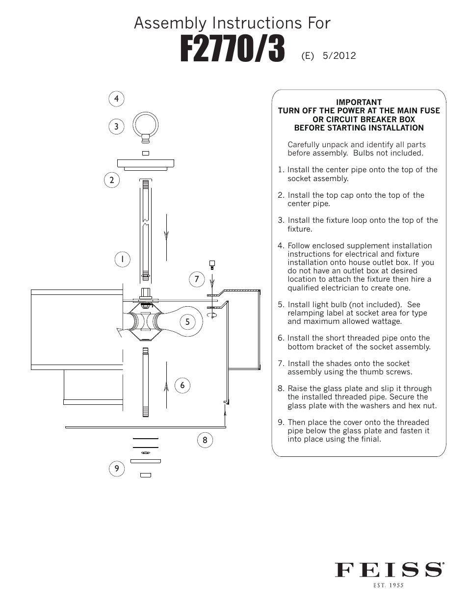 Feiss F2770 User Manual | 1 page