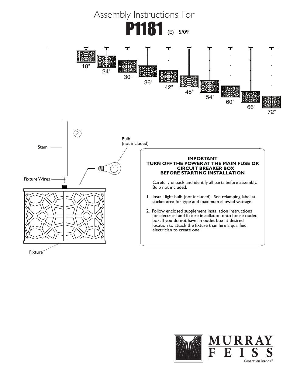 Feiss P1181 User Manual | 1 page