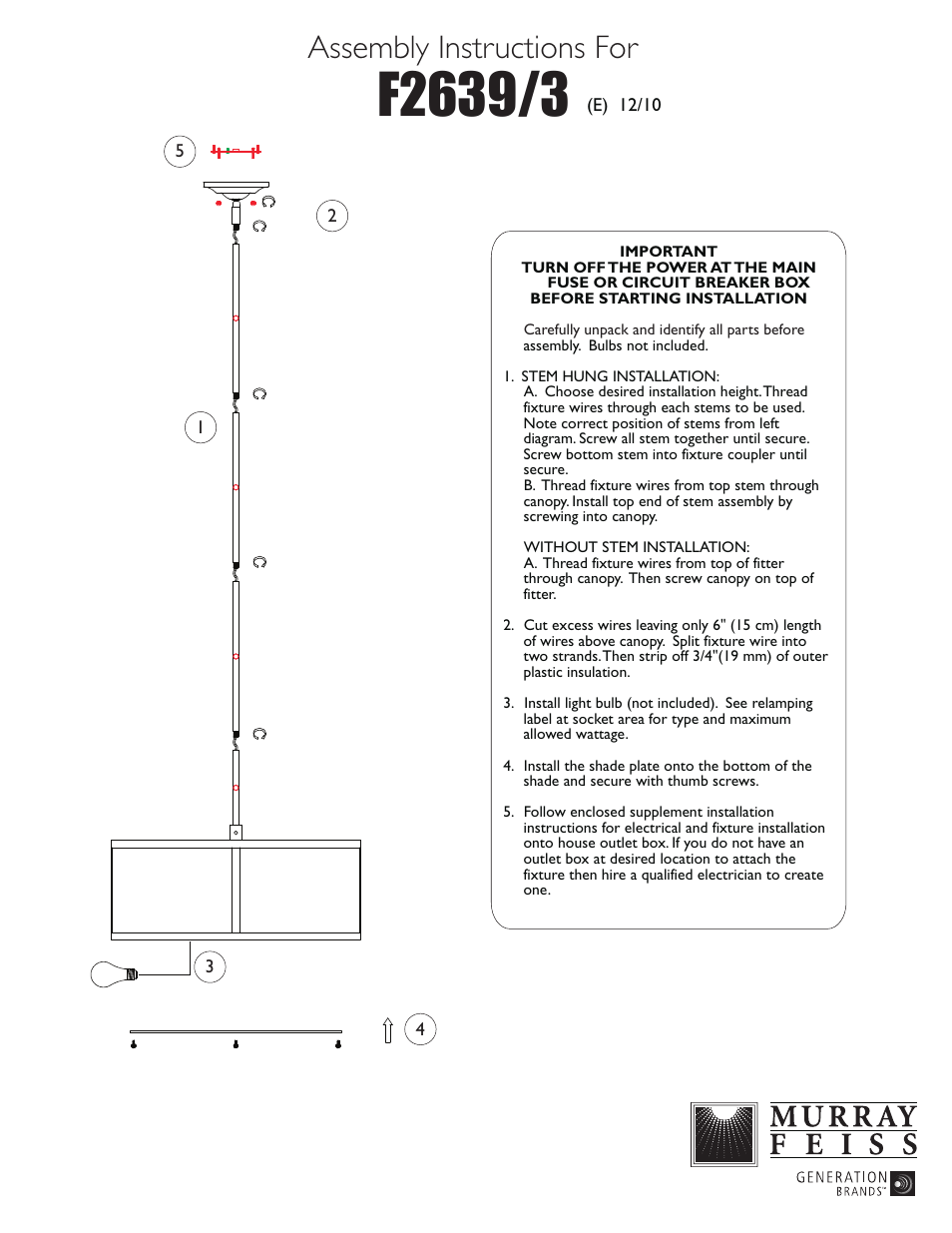 Feiss F2639 User Manual | 1 page