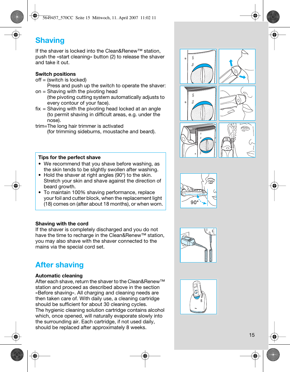 Shaving, After shaving | Braun 5649 User Manual | Page 15 / 18