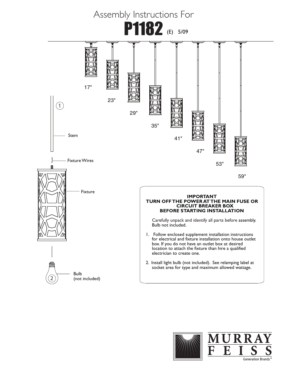 Feiss P1182 User Manual | 1 page