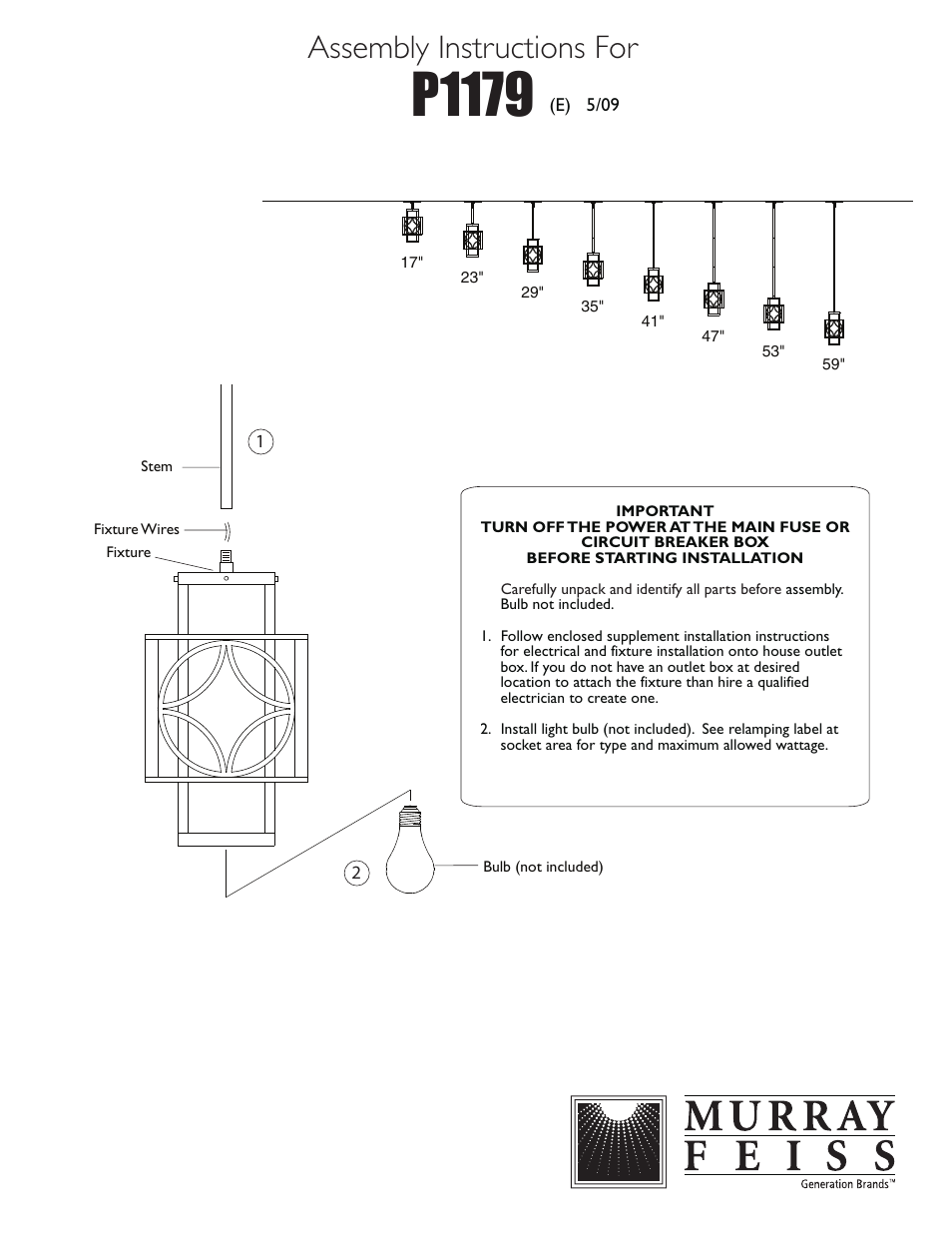 Feiss P1179 User Manual | 1 page