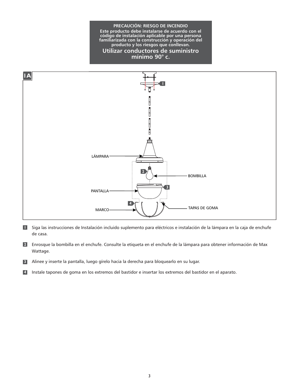 Utilizar conductores de suministro mínimo 90° c | Feiss P1306 User Manual | Page 3 / 4