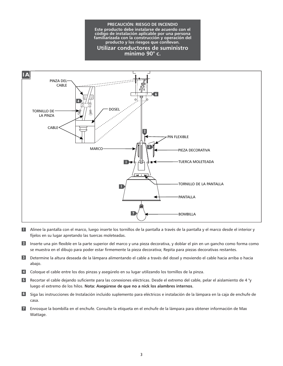 Utilizar conductores de suministro mínimo 90° c | Feiss P1305 User Manual | Page 3 / 4