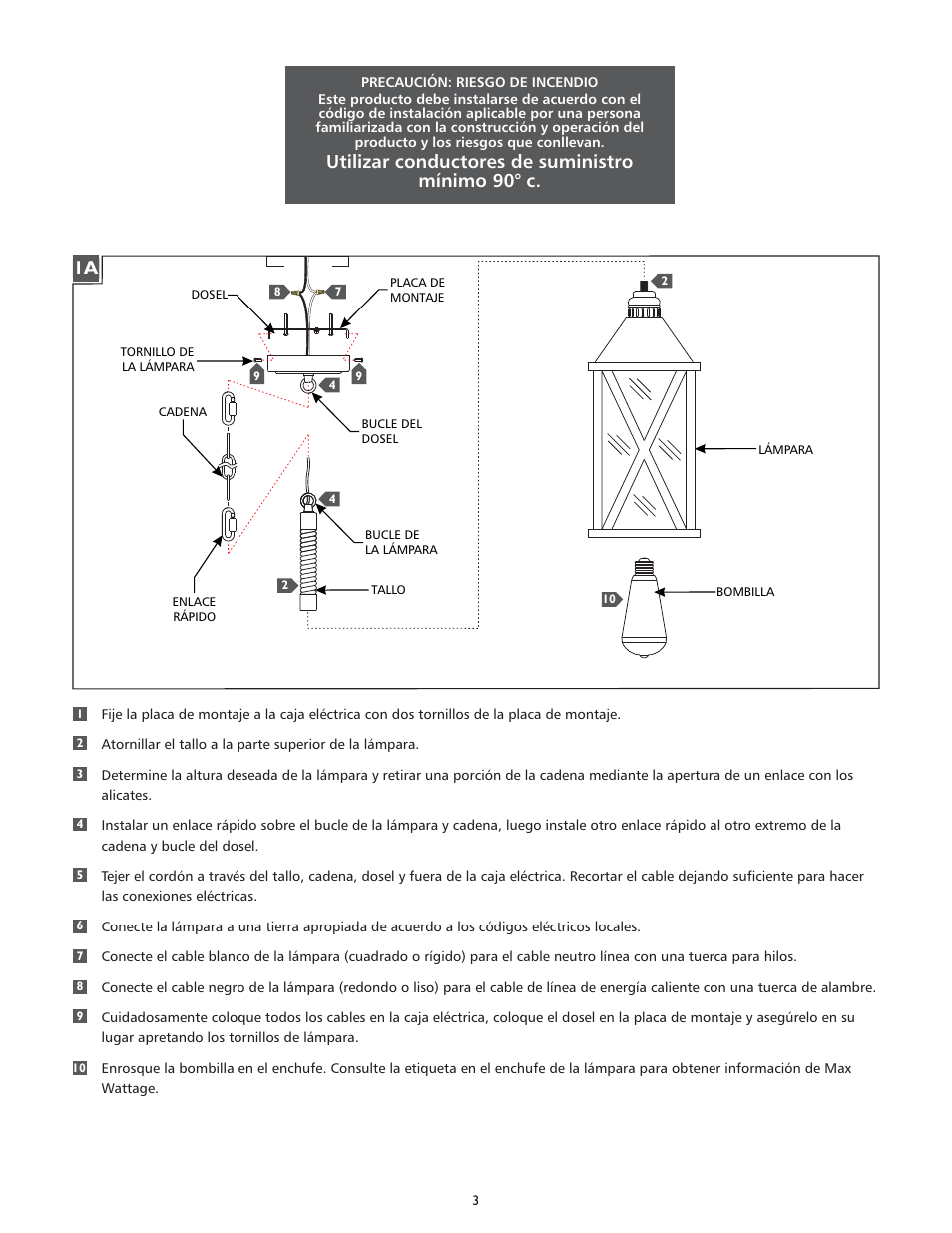 Utilizar conductores de suministro mínimo 90° c | Feiss P1326 User Manual | Page 3 / 4