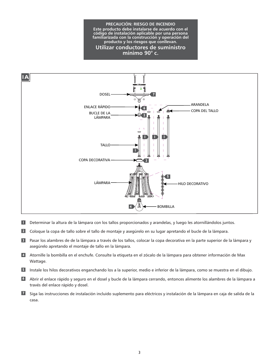 Utilizar conductores de suministro mínimo 90° c | Feiss P1315 User Manual | Page 3 / 4