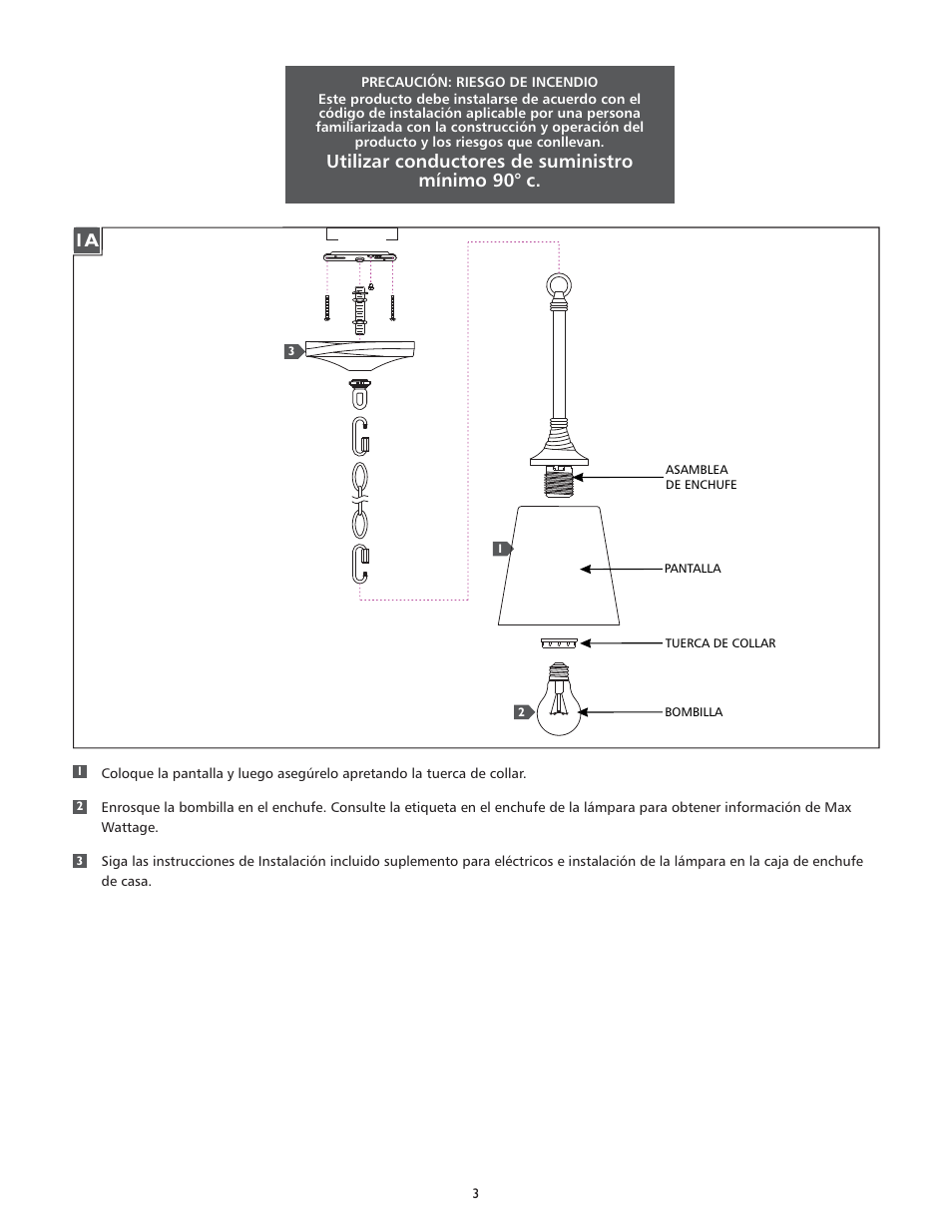 Utilizar conductores de suministro mínimo 90° c | Feiss P1314 User Manual | Page 3 / 4