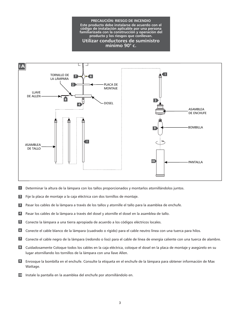 Utilizar conductores de suministro mínimo 90° c | Feiss P1301 User Manual | Page 3 / 4