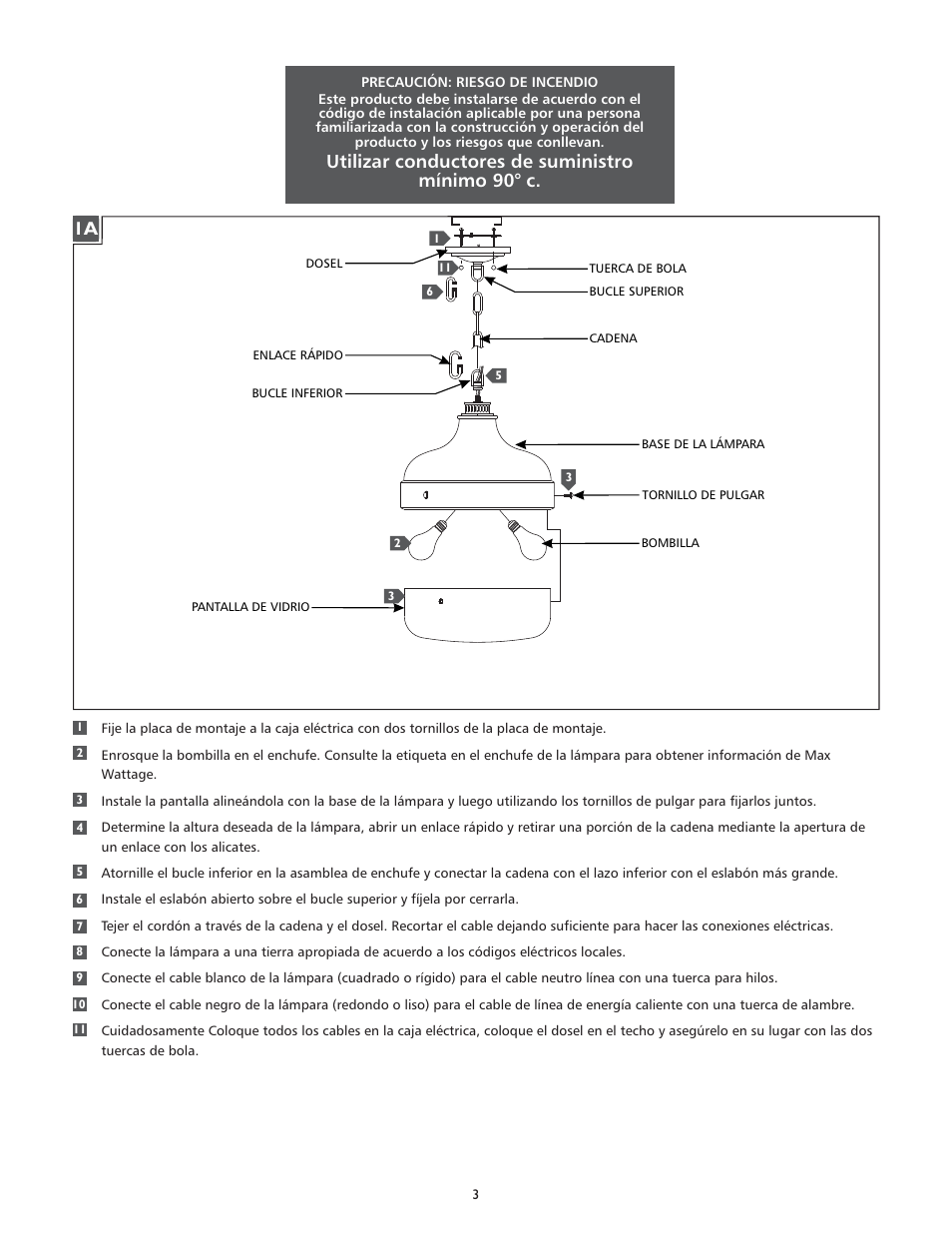 Utilizar conductores de suministro mínimo 90° c | Feiss P1283 User Manual | Page 3 / 4