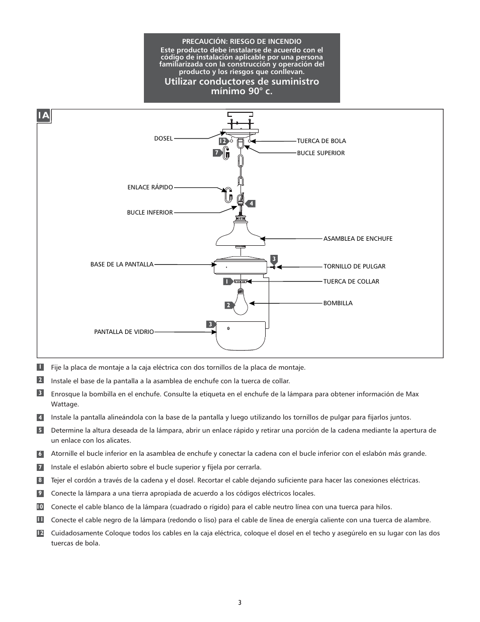 Utilizar conductores de suministro mínimo 90° c | Feiss P1282 User Manual | Page 3 / 4