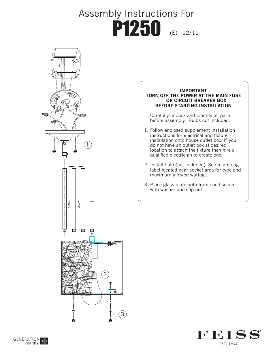 Feiss P1250 User Manual | 1 page