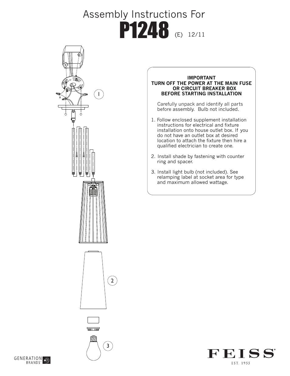 Feiss P1248 User Manual | 1 page