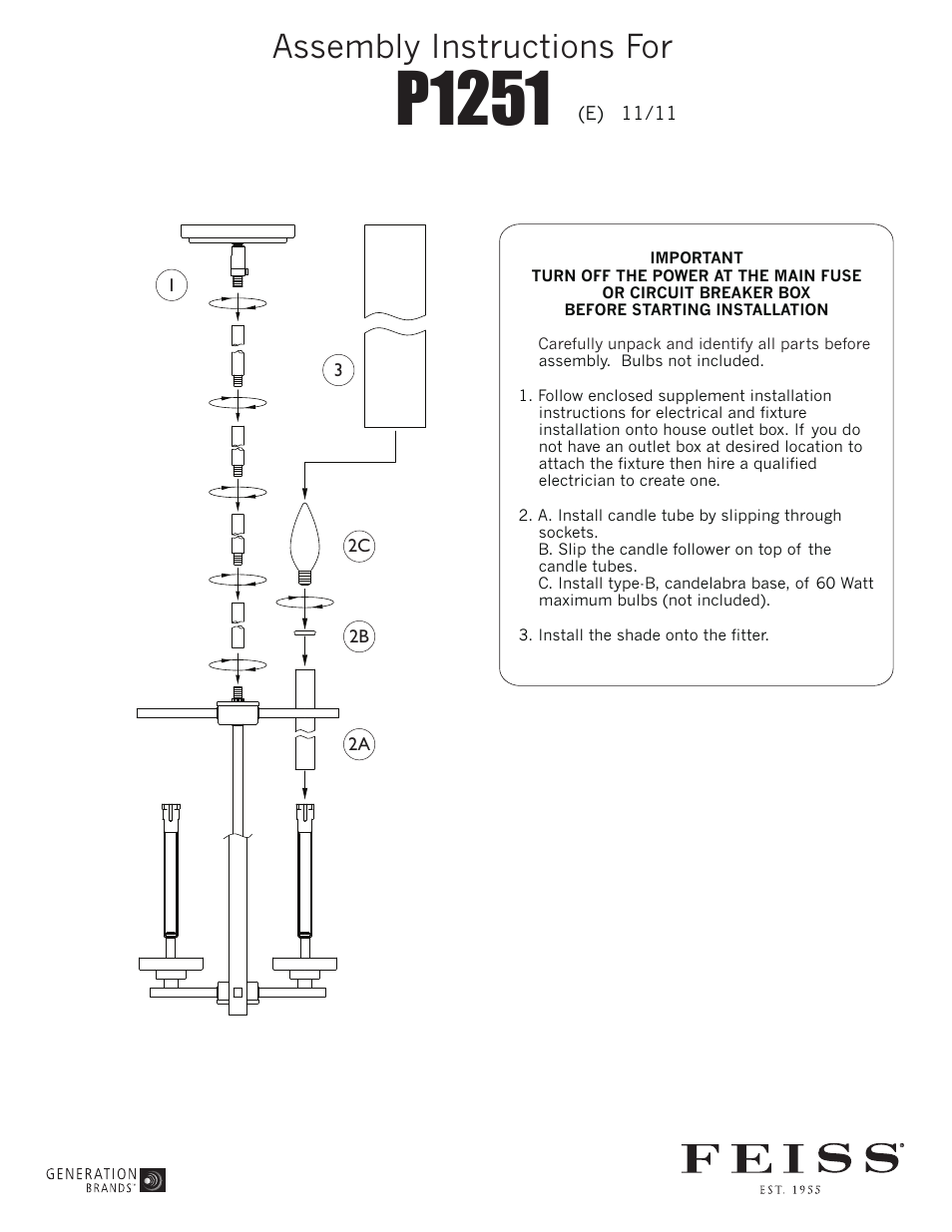 Feiss P1251 User Manual | 1 page