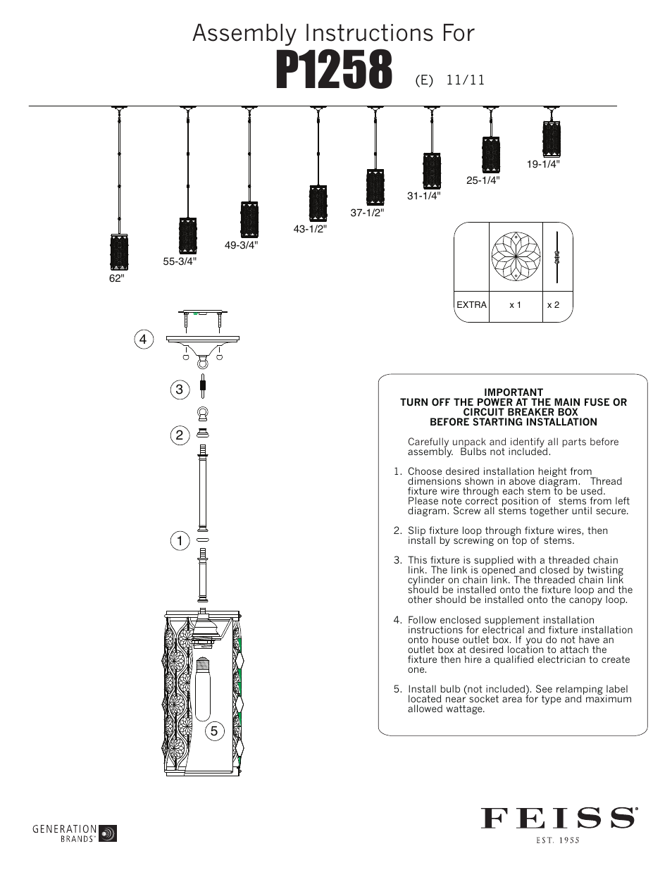Feiss P1258 User Manual | 1 page