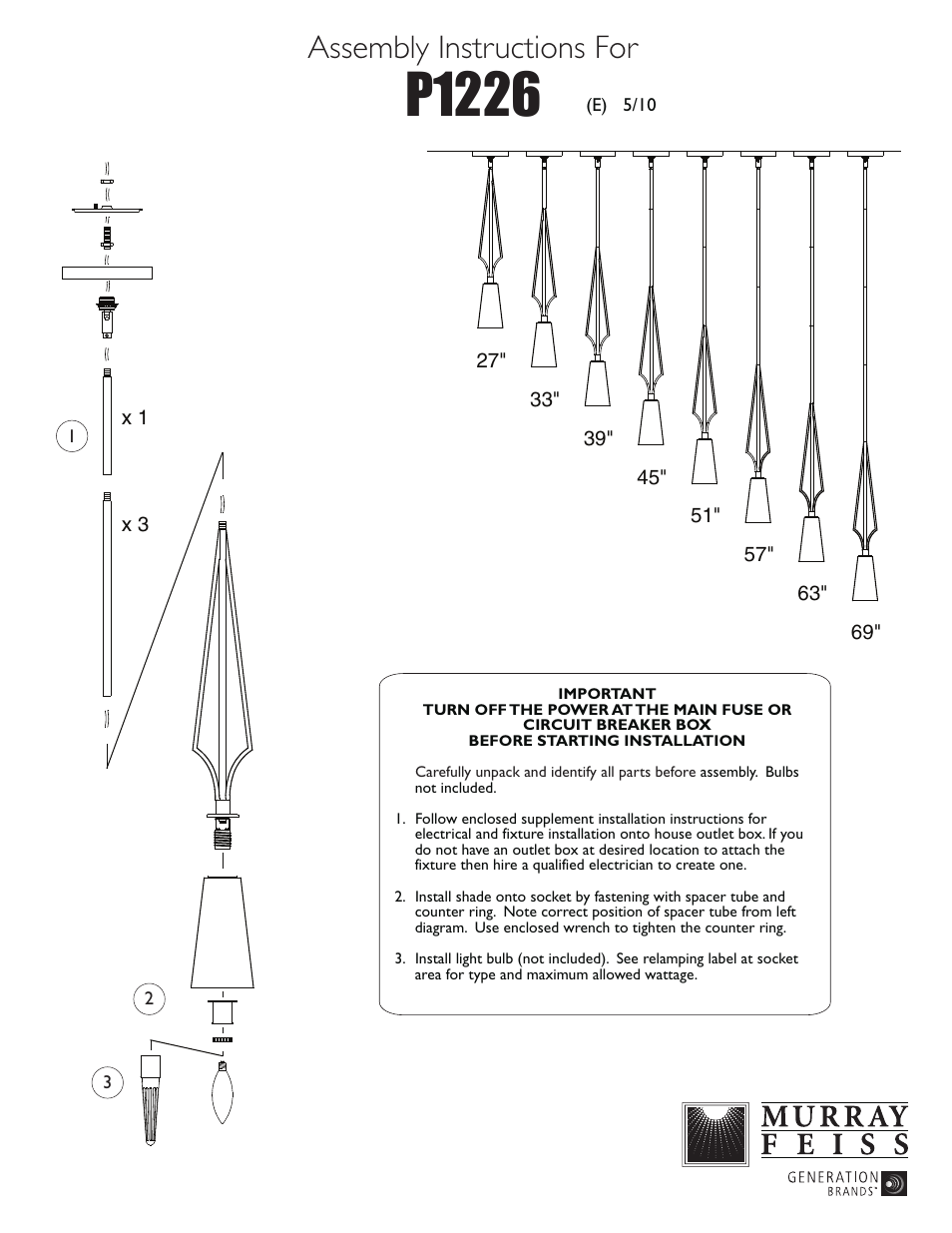 Feiss P1226 User Manual | 1 page