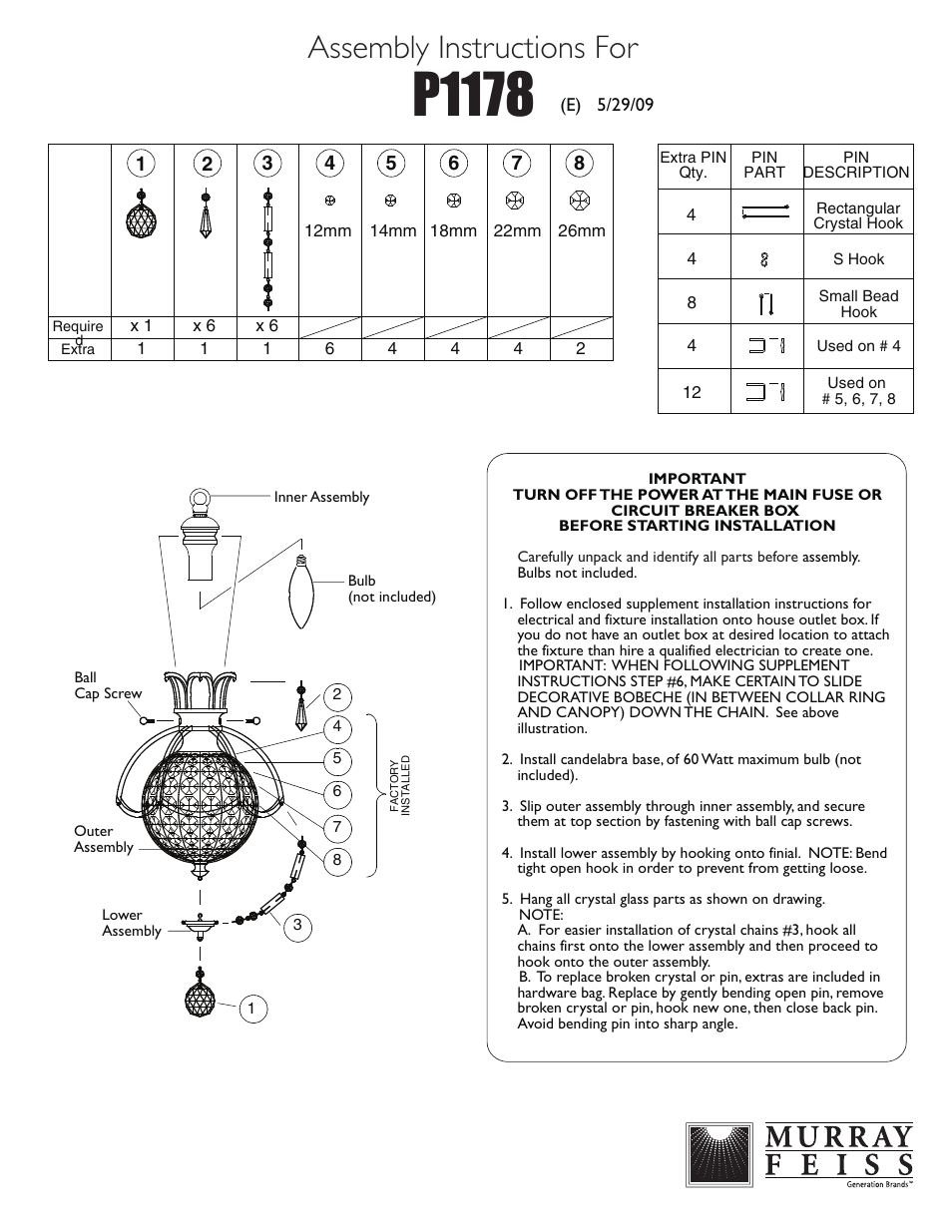 Feiss P1178 User Manual | 1 page