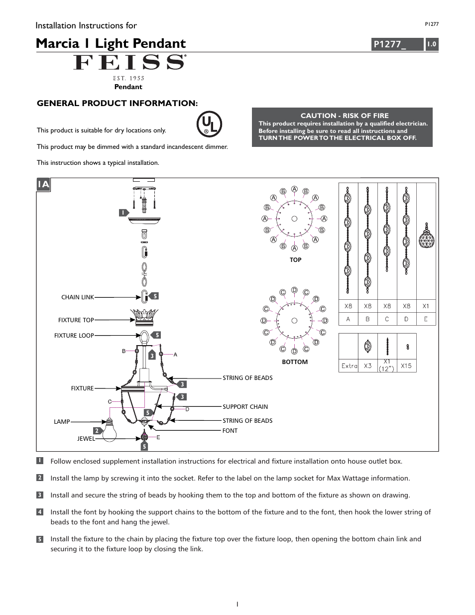 Feiss P1277 User Manual | 4 pages