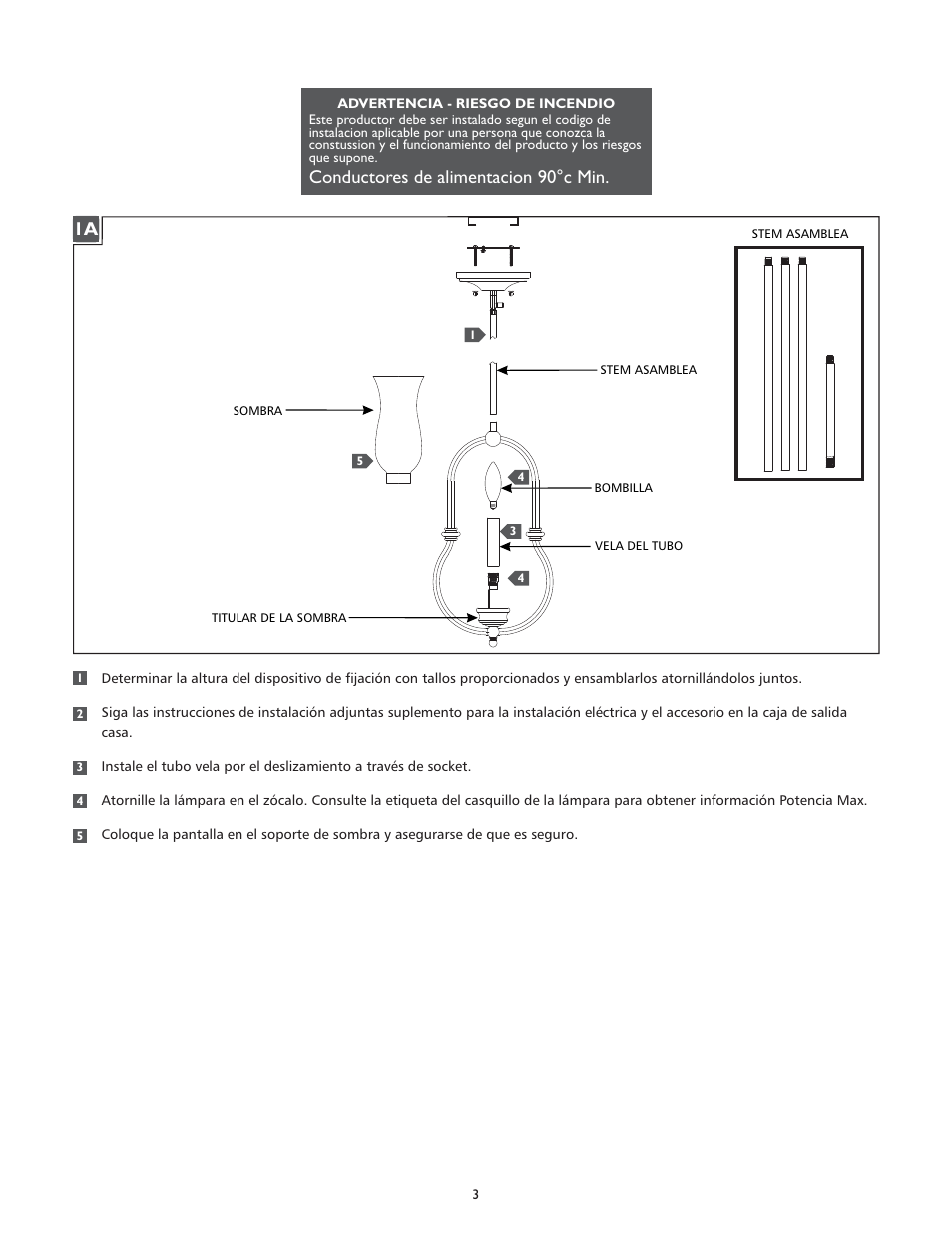 Conductores de alimentacion 90°c min | Feiss P1268 User Manual | Page 3 / 4