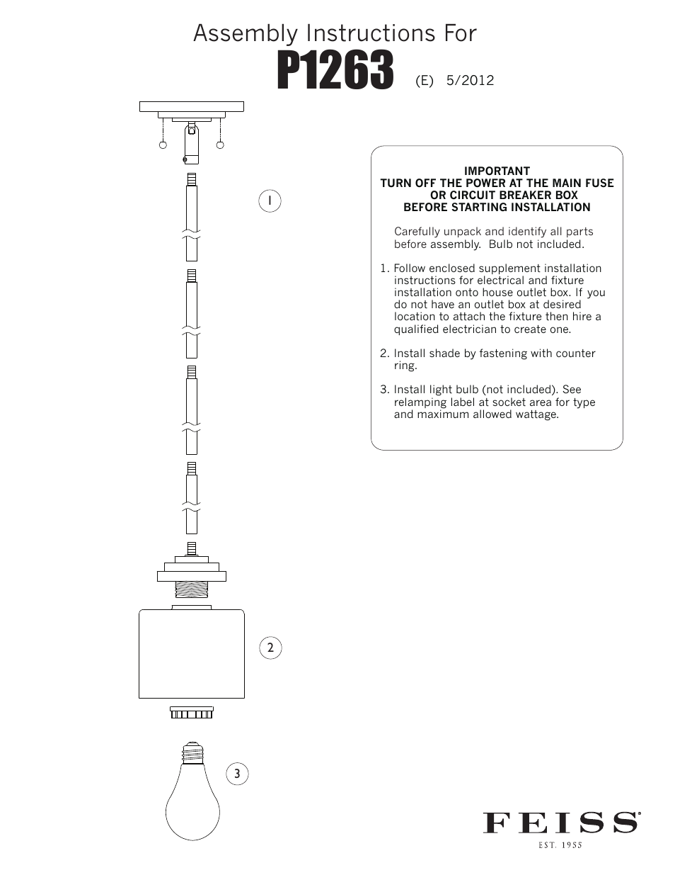 Feiss P1263 User Manual | 1 page