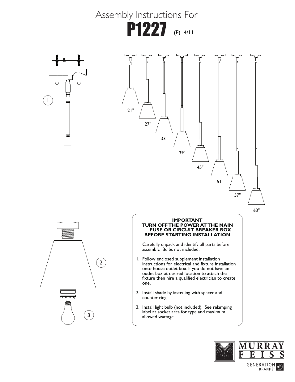 Feiss P1227 User Manual | 1 page