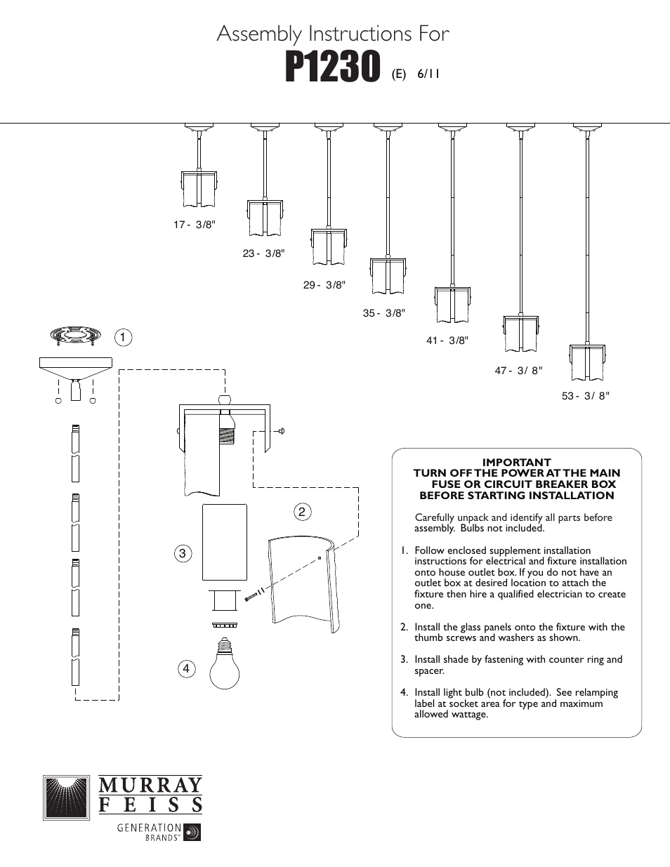 Feiss P1230 User Manual | 1 page