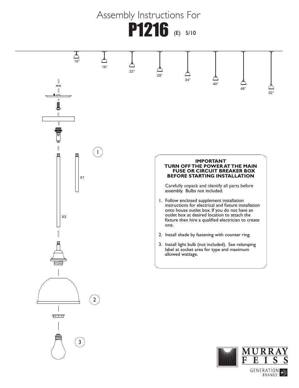 Feiss P1216 User Manual | 1 page