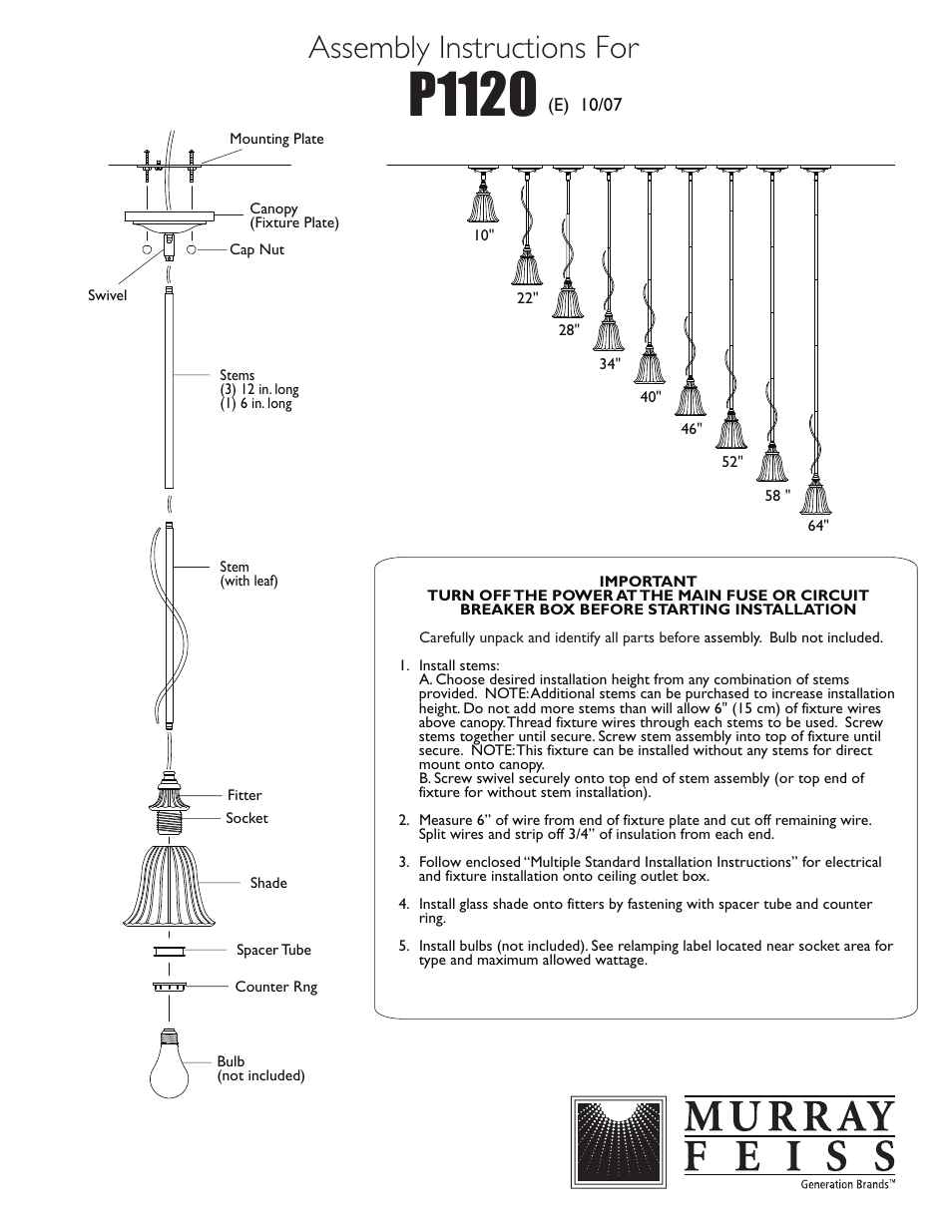 Feiss P1120 User Manual | 1 page