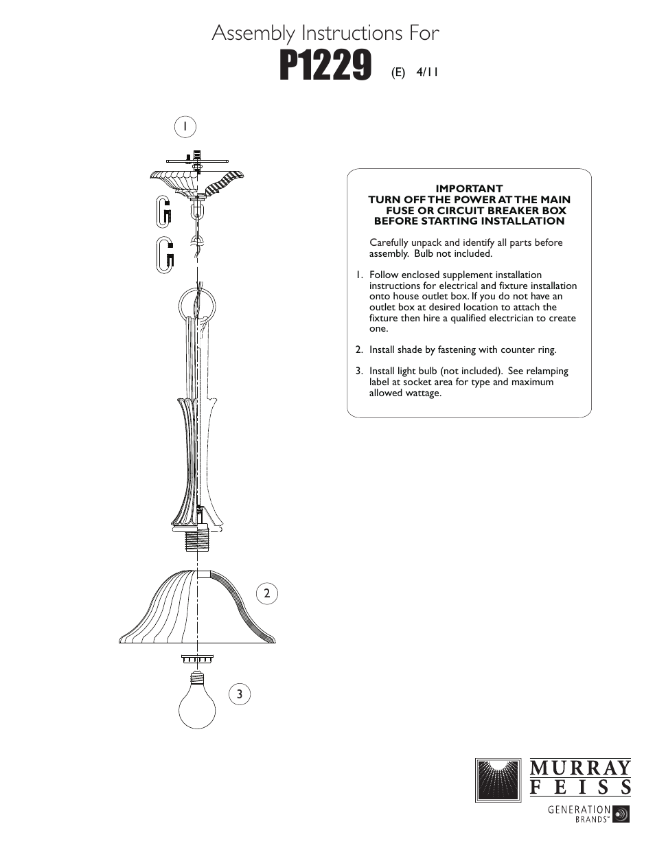 Feiss P1229 User Manual | 1 page
