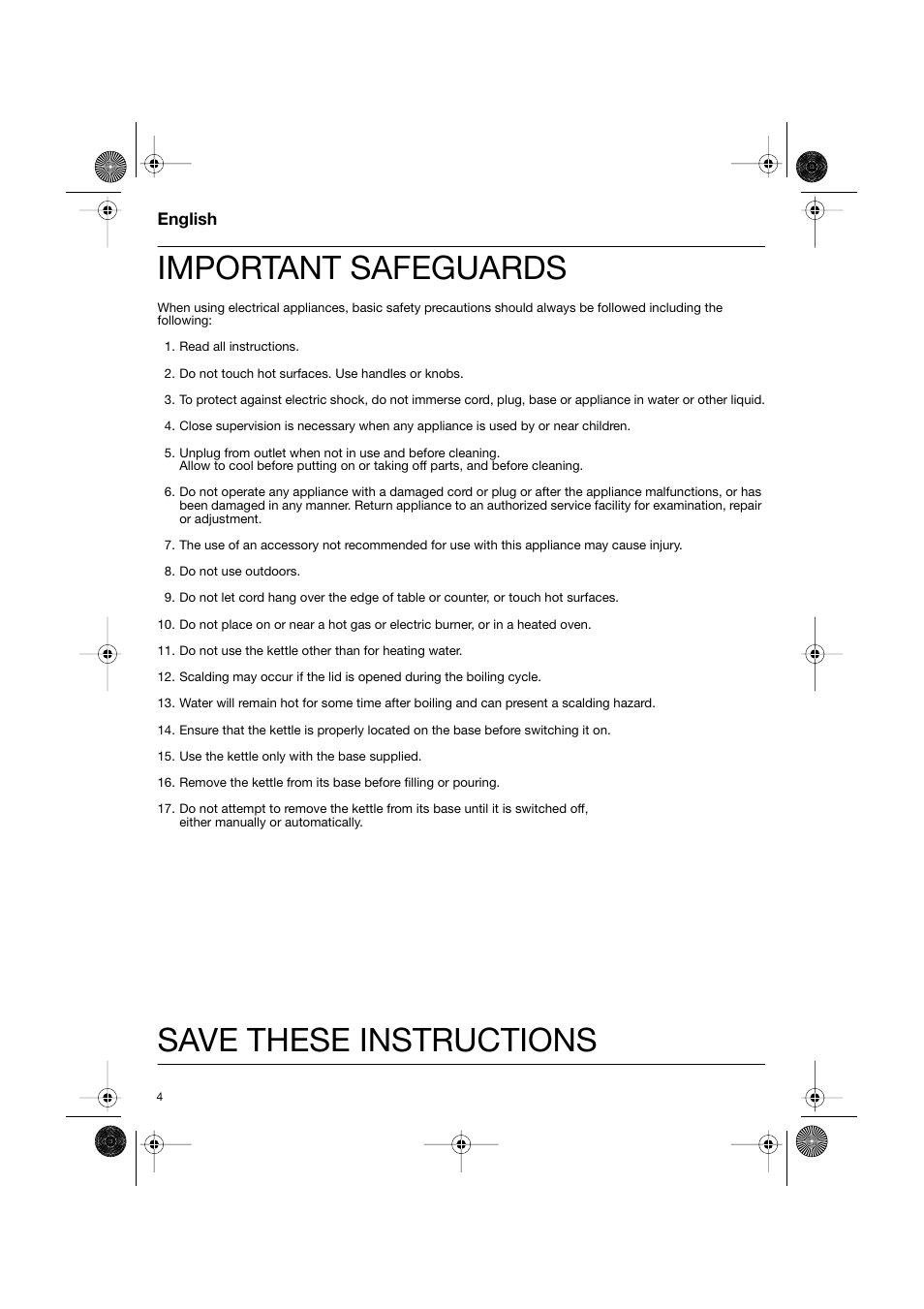 English, Important safeguards, Save these instructions | Braun Sommelier WK 600 User Manual | Page 4 / 14