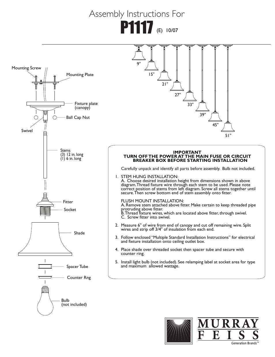 Feiss P1117 User Manual | 1 page