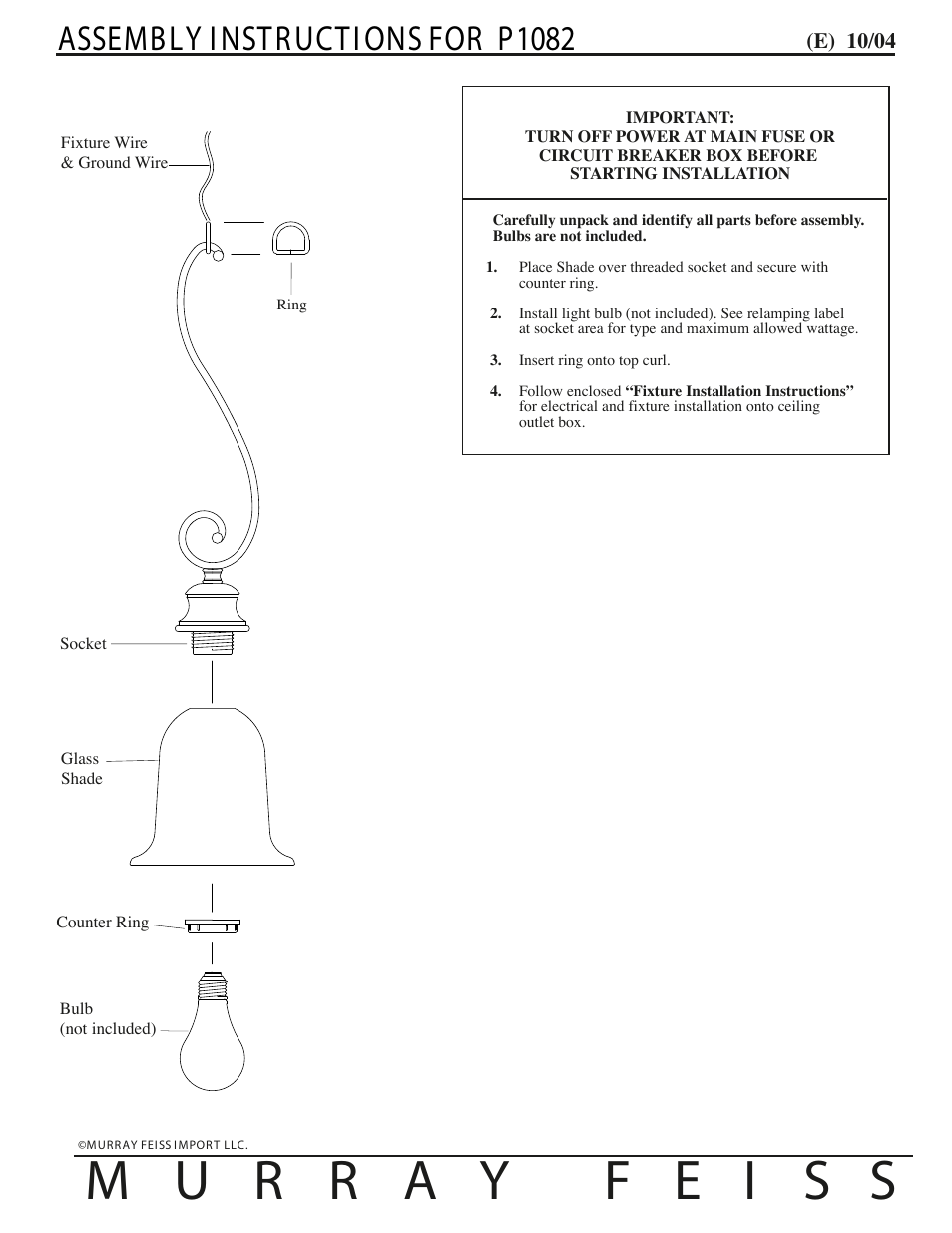 Feiss P1082 User Manual | 1 page