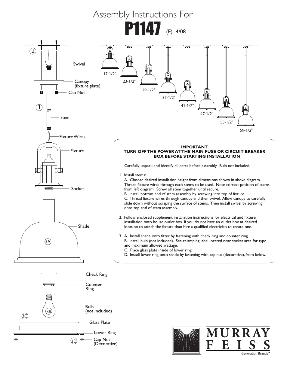 Feiss P1147 User Manual | 1 page