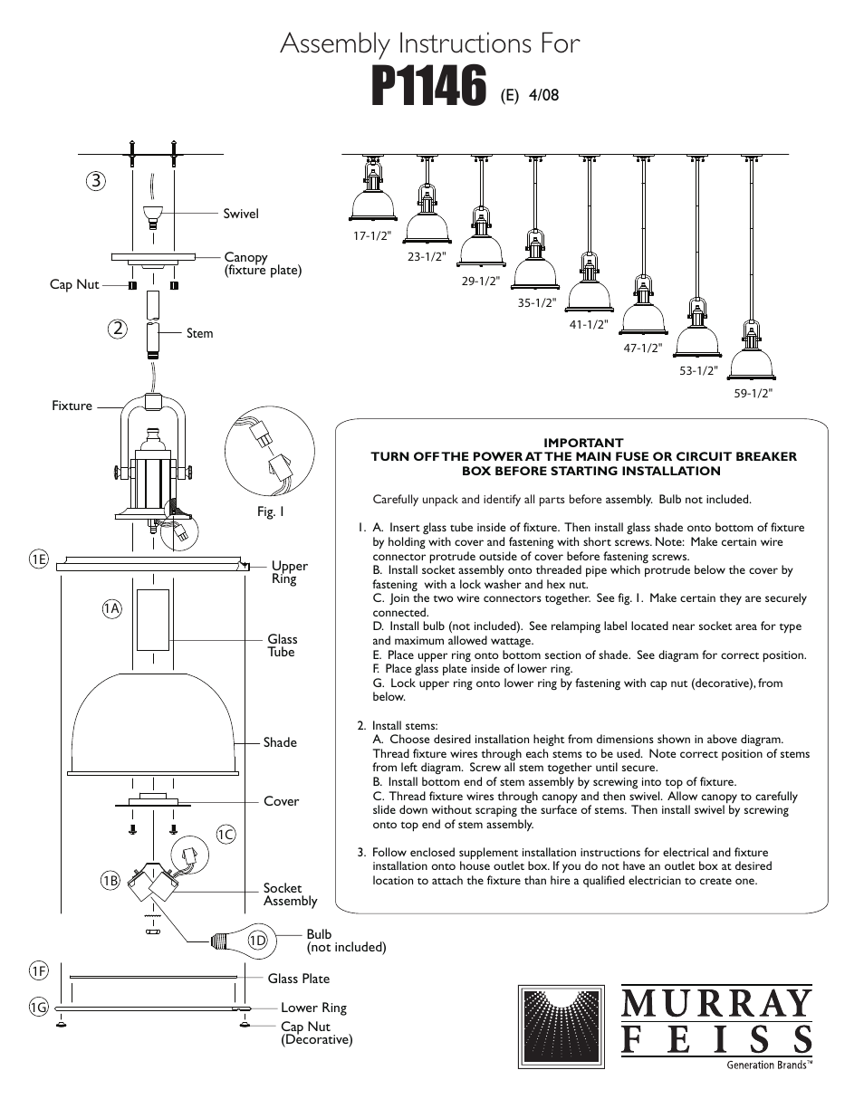 Feiss P1146 User Manual | 1 page