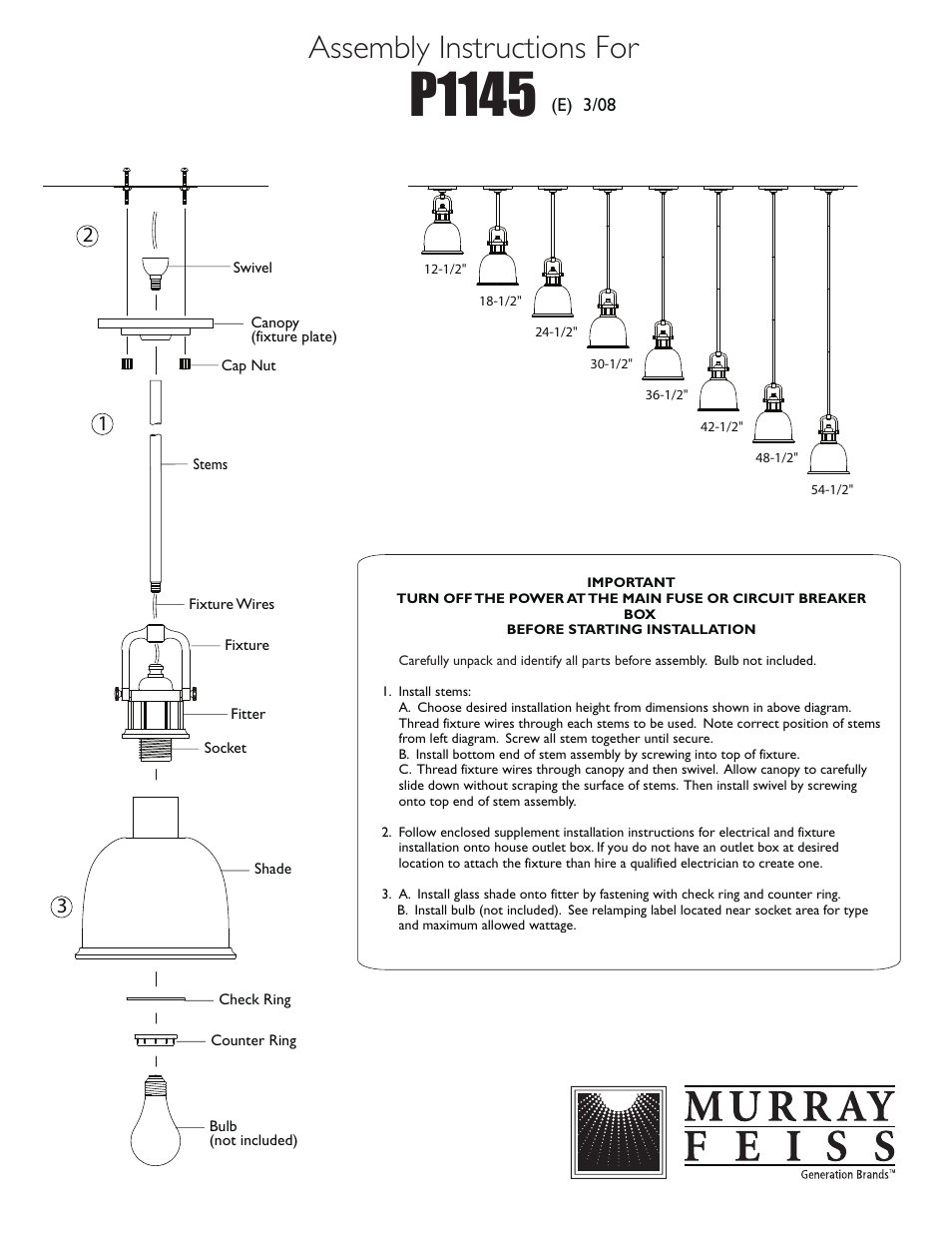 Feiss P1145 User Manual | 1 page