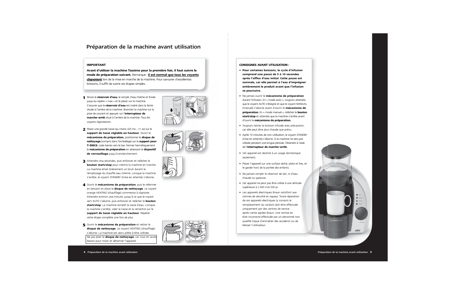 Préparation de la machine avant utilisation | Braun Hot Beverage Machine User Manual | Page 15 / 31
