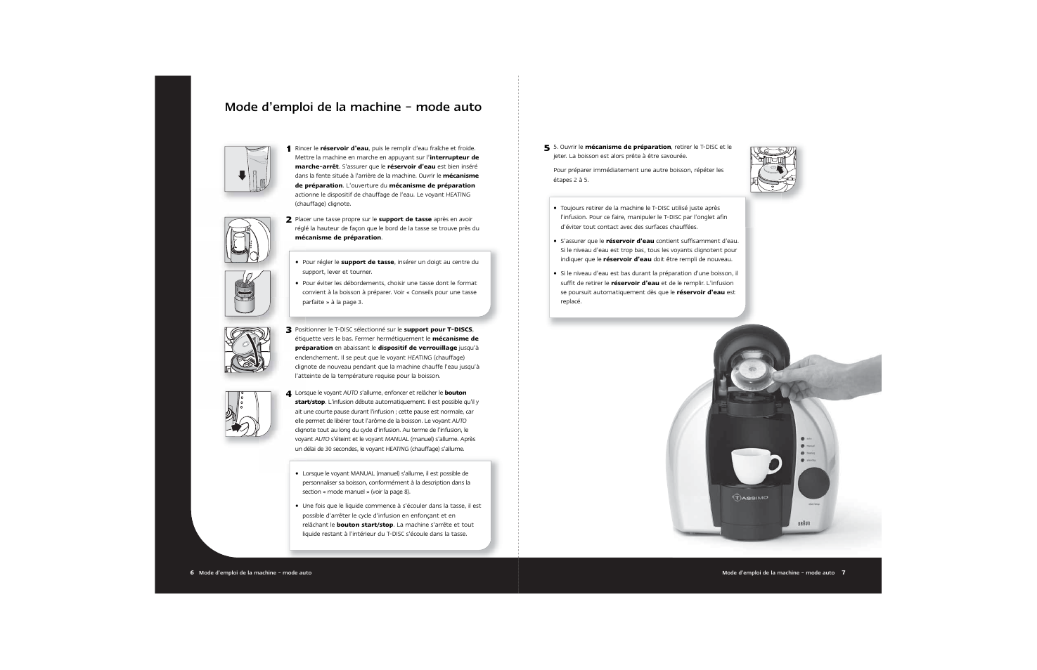 Mode d’emploi de la machine – mode auto | Braun Hot Beverage Machine User Manual | Page 16 / 31