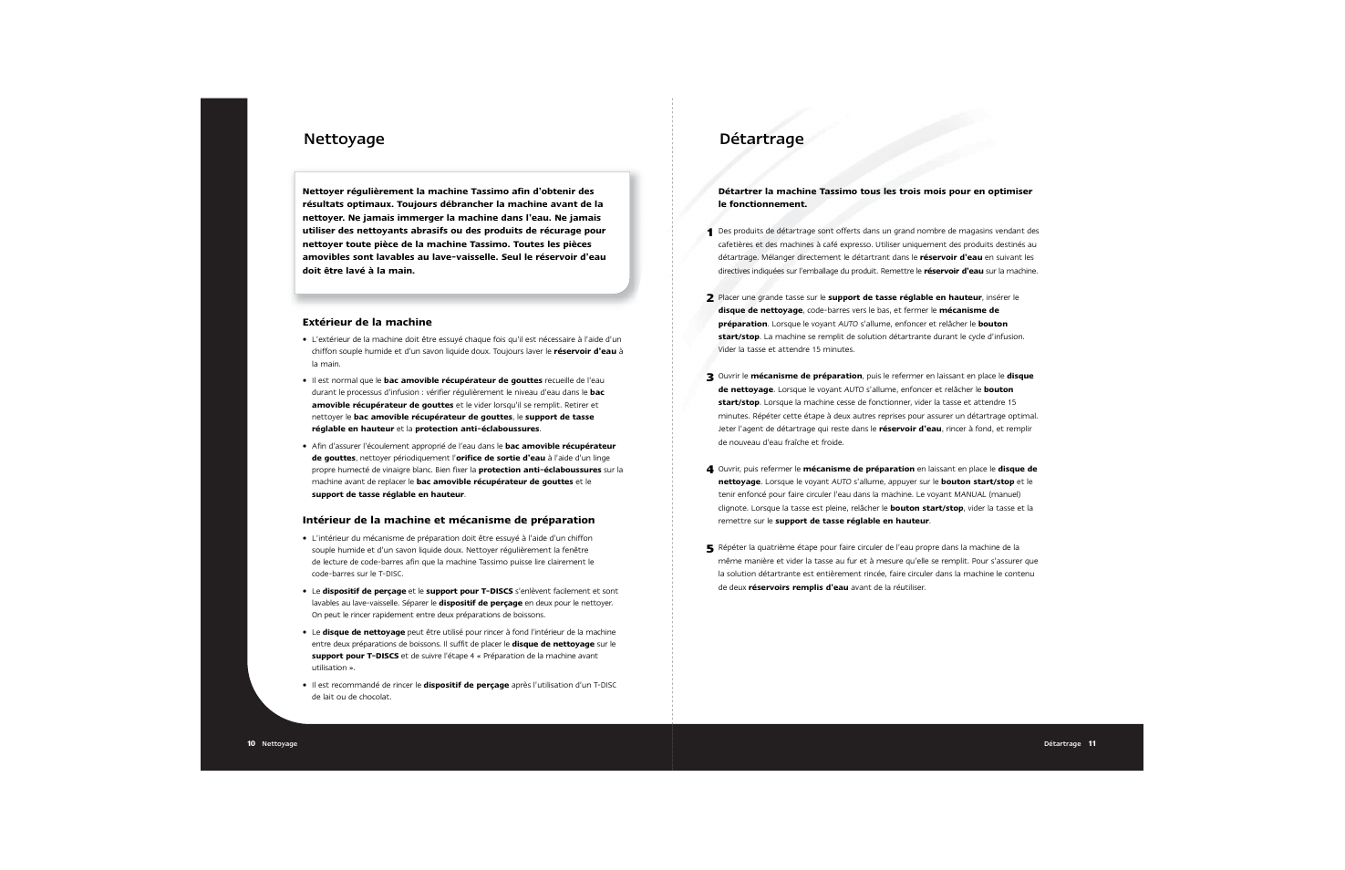 Détartrage, Nettoyage | Braun Hot Beverage Machine User Manual | Page 18 / 31