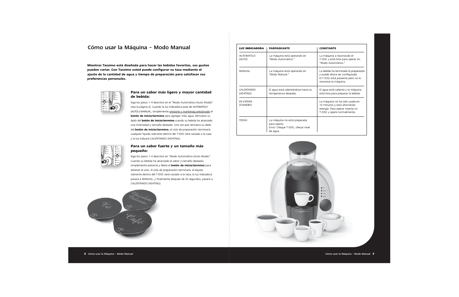 Cómo usar la máquina – modo manual, Para un sabor fuerte y un tamaño más pequeño | Braun Hot Beverage Machine User Manual | Page 27 / 31