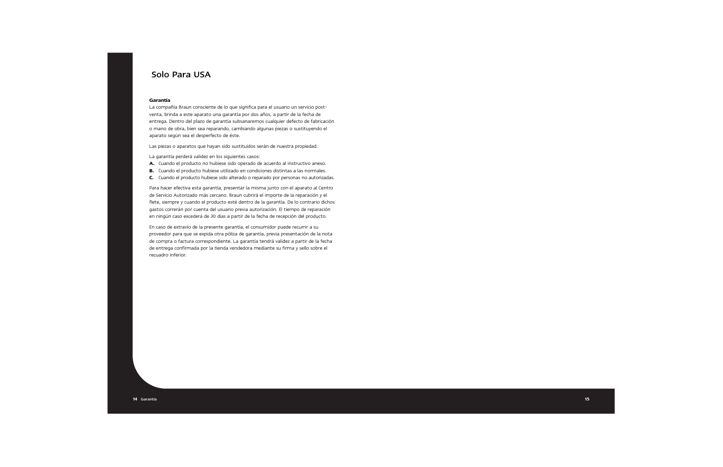 Solo para usa | Braun Hot Beverage Machine User Manual | Page 30 / 31