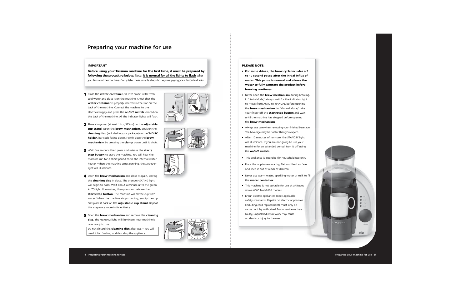 Preparing your machine for use | Braun Hot Beverage Machine User Manual | Page 5 / 31