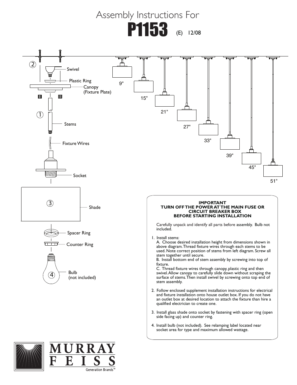 Feiss P1153 User Manual | 1 page