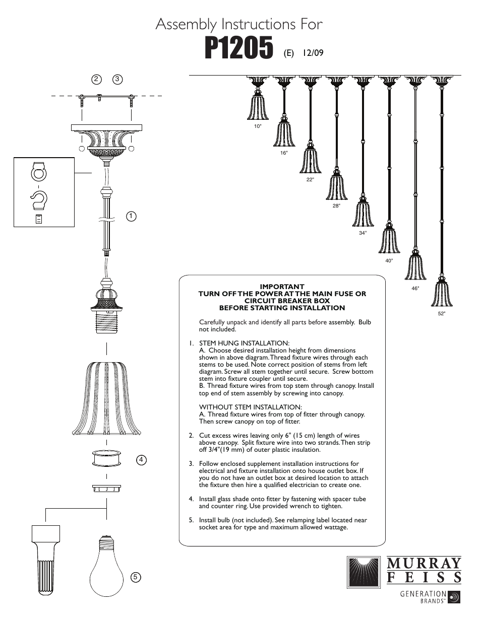Feiss P1205 User Manual | 1 page