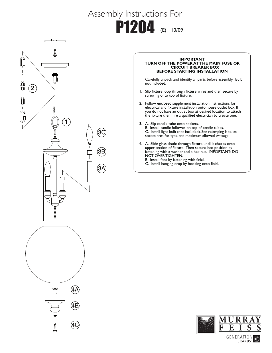 Feiss P1204 User Manual | 1 page