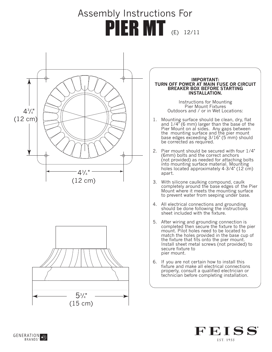 Feiss PIER MT User Manual | 1 page