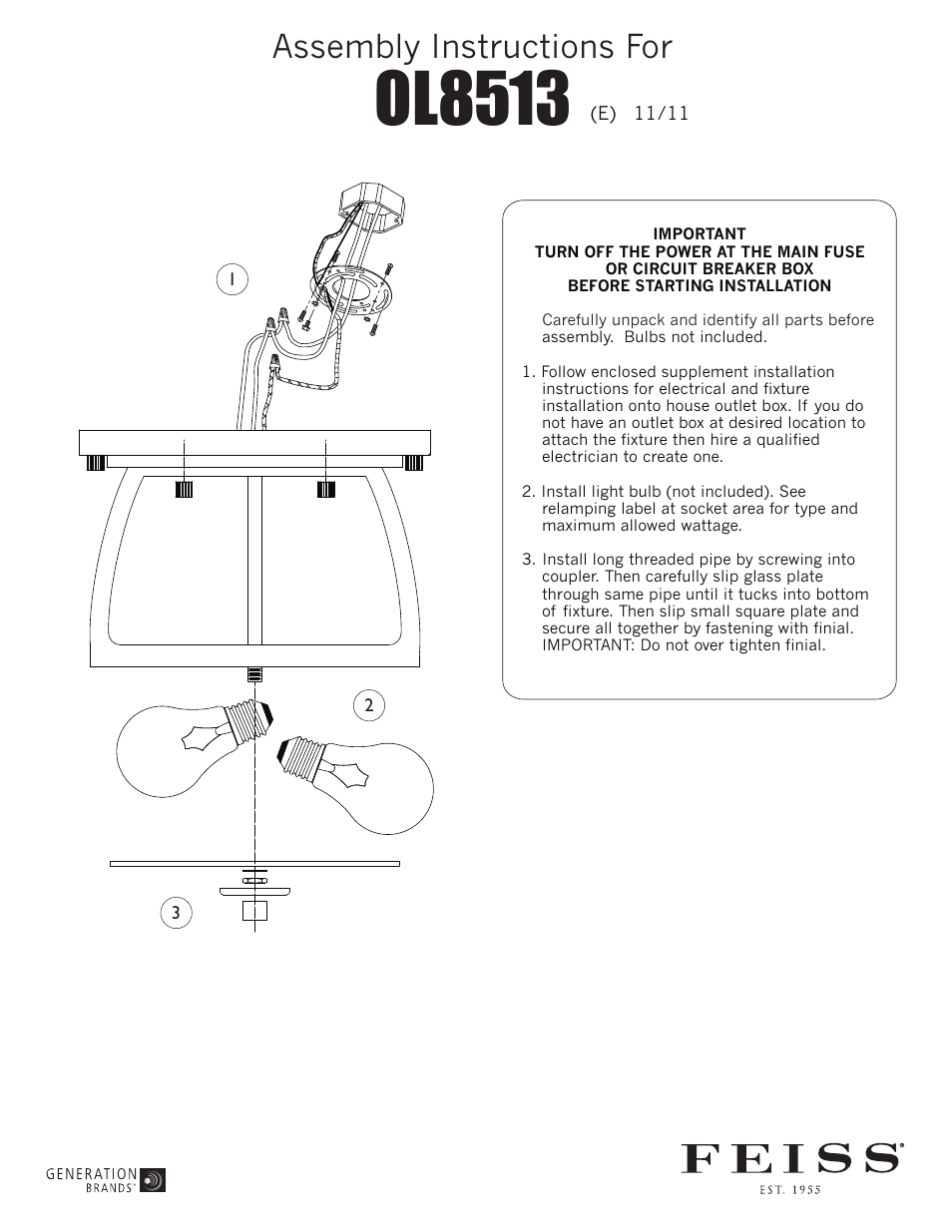 Feiss OL8513 User Manual | 1 page